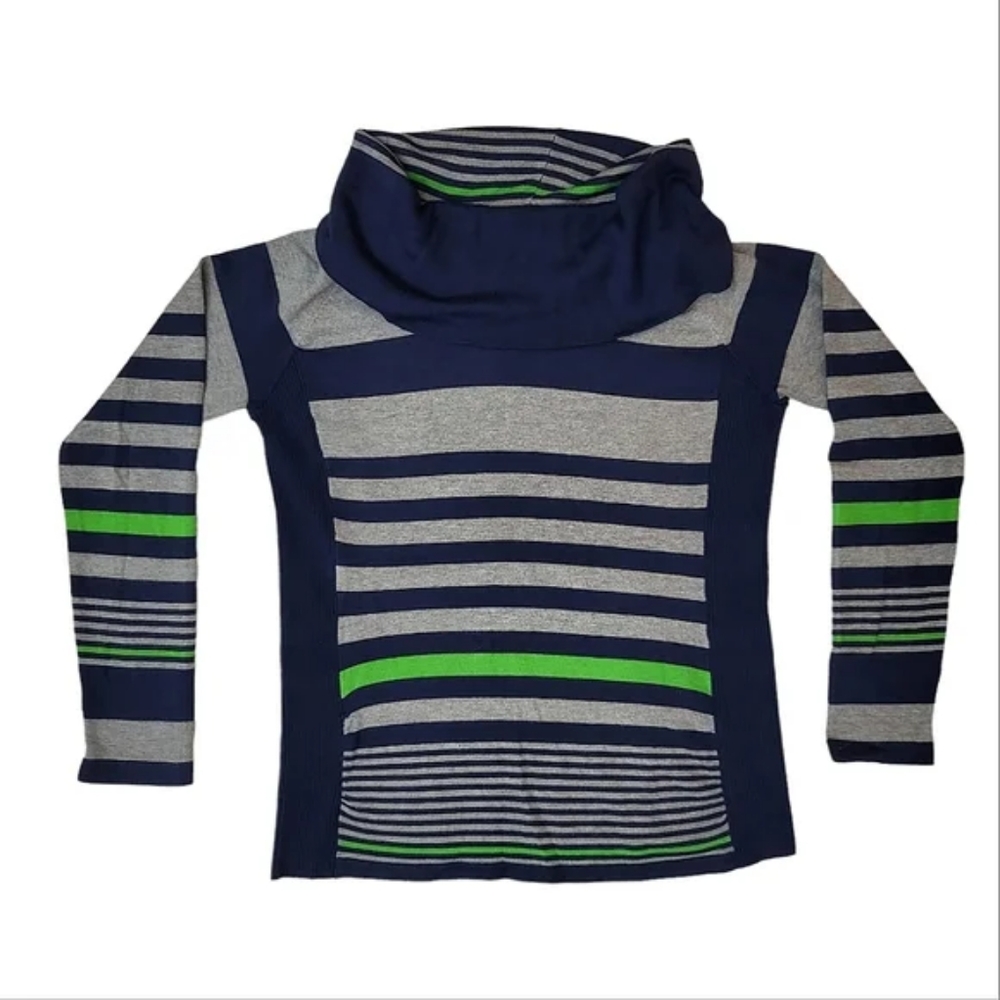 One A Sweater Knit Fitted Cowl Neck Colorblock sz Medium